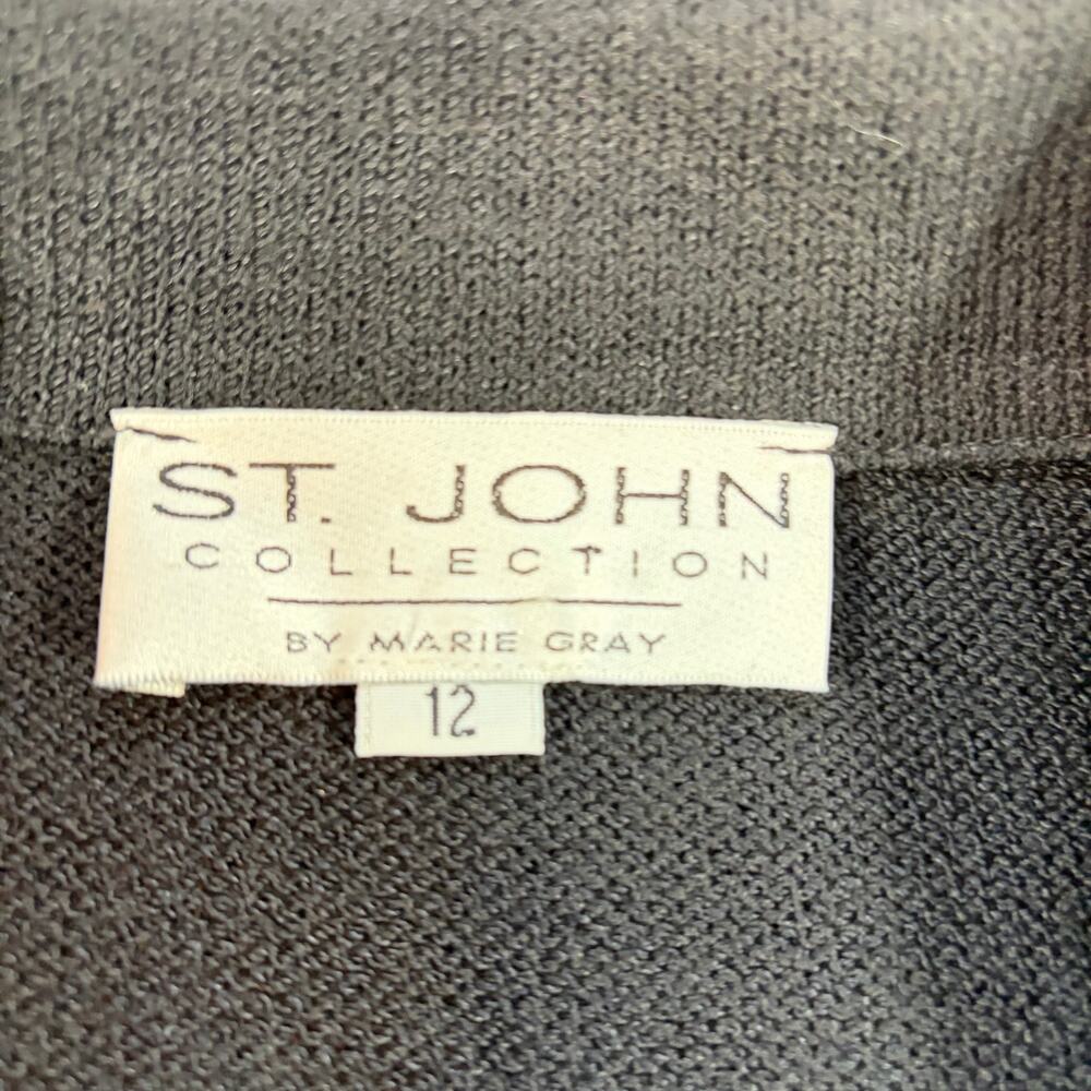 VTG St John Collection Marie Gray womens black knit jacket. Sz 10. gold buttons. - Picture 4 of 7